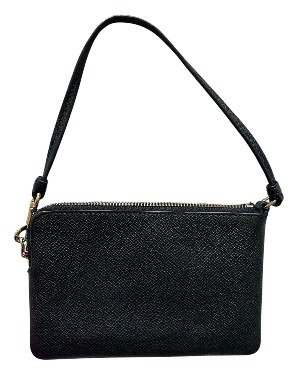 GUC Coach Black Leather Pebbled Wristlet with Gold Hardware - Picture 2 of 5